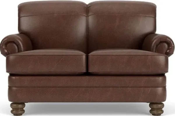 Flexsteel Bay Bridge Brown Traditional Leather Loveseat