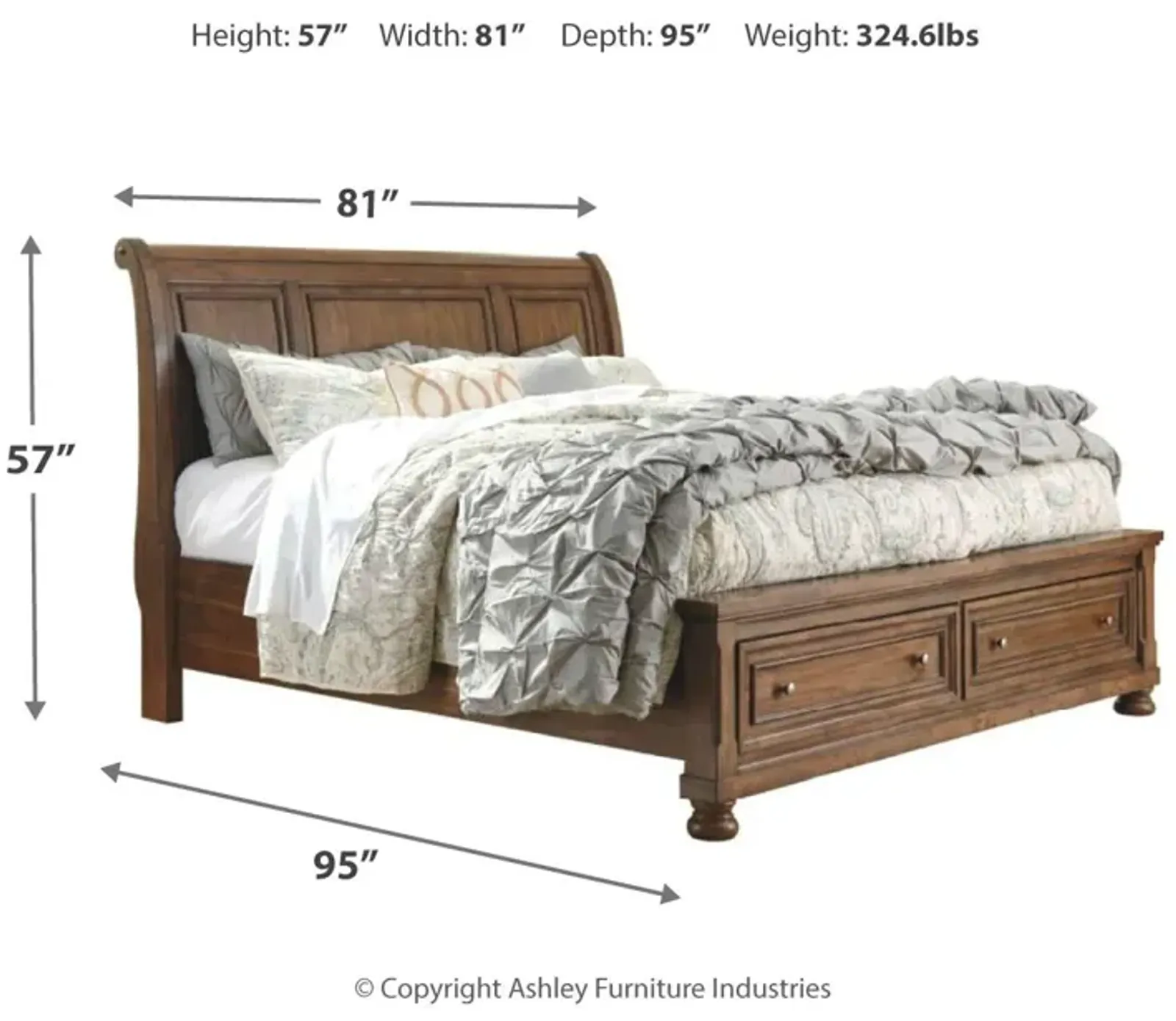 Ashley Flynnter Medium Brown California King Storage Sleigh Bed