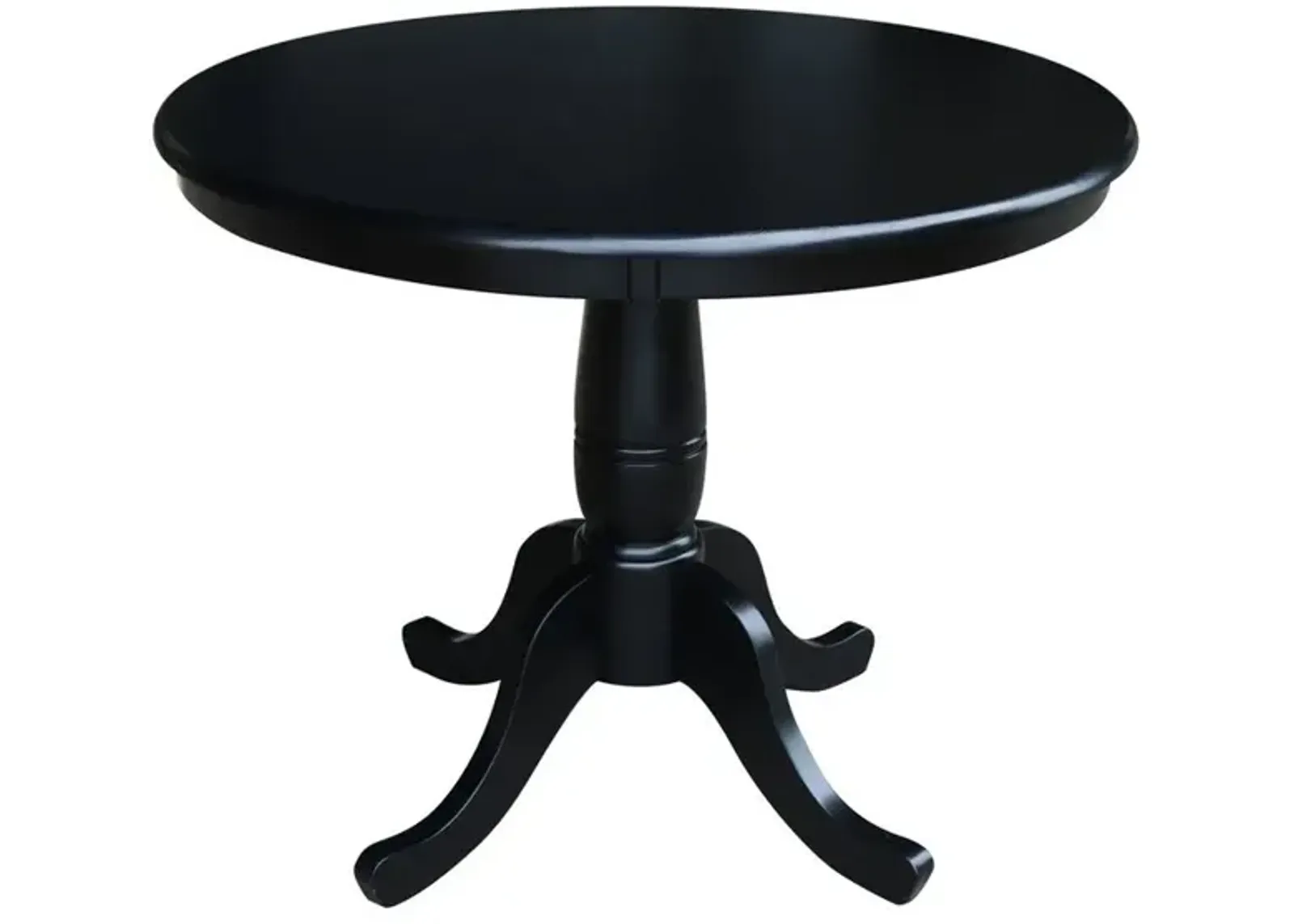 Dining Essentials 36 Inch Round Table Top with 30 Inch Traditional Pedestal Base in Black