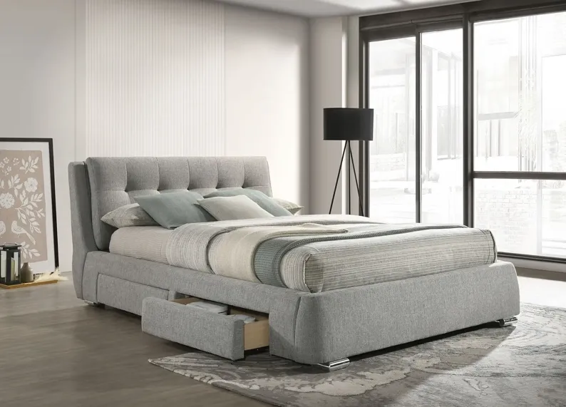 FENBROOK CALIFORNIA KING UPHOLSTERED STORAGE BED GREY CHROME