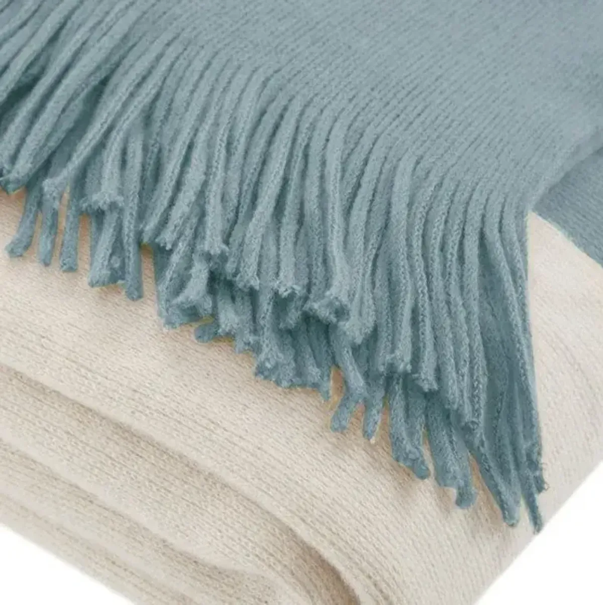 Olliix Ink+Ivy Stockholm Aqua Color Block Faux Cashmere Throw