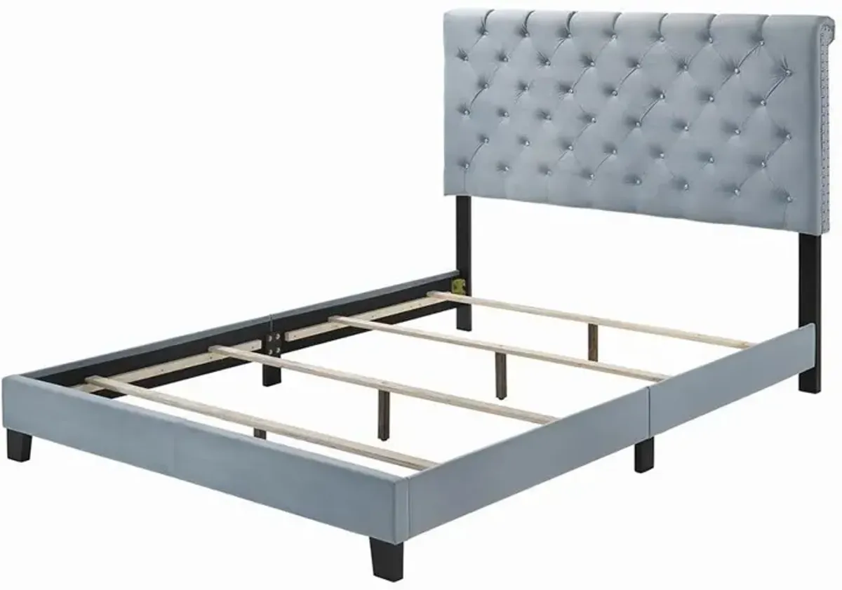 Coaster Warner Upholstered King Panel Bed Slate Blue