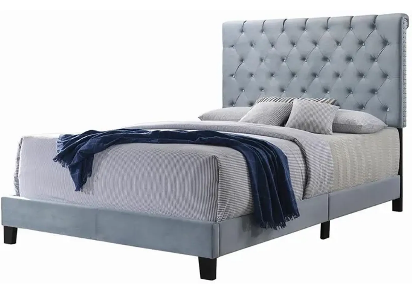 Coaster Warner Upholstered King Panel Bed Slate Blue