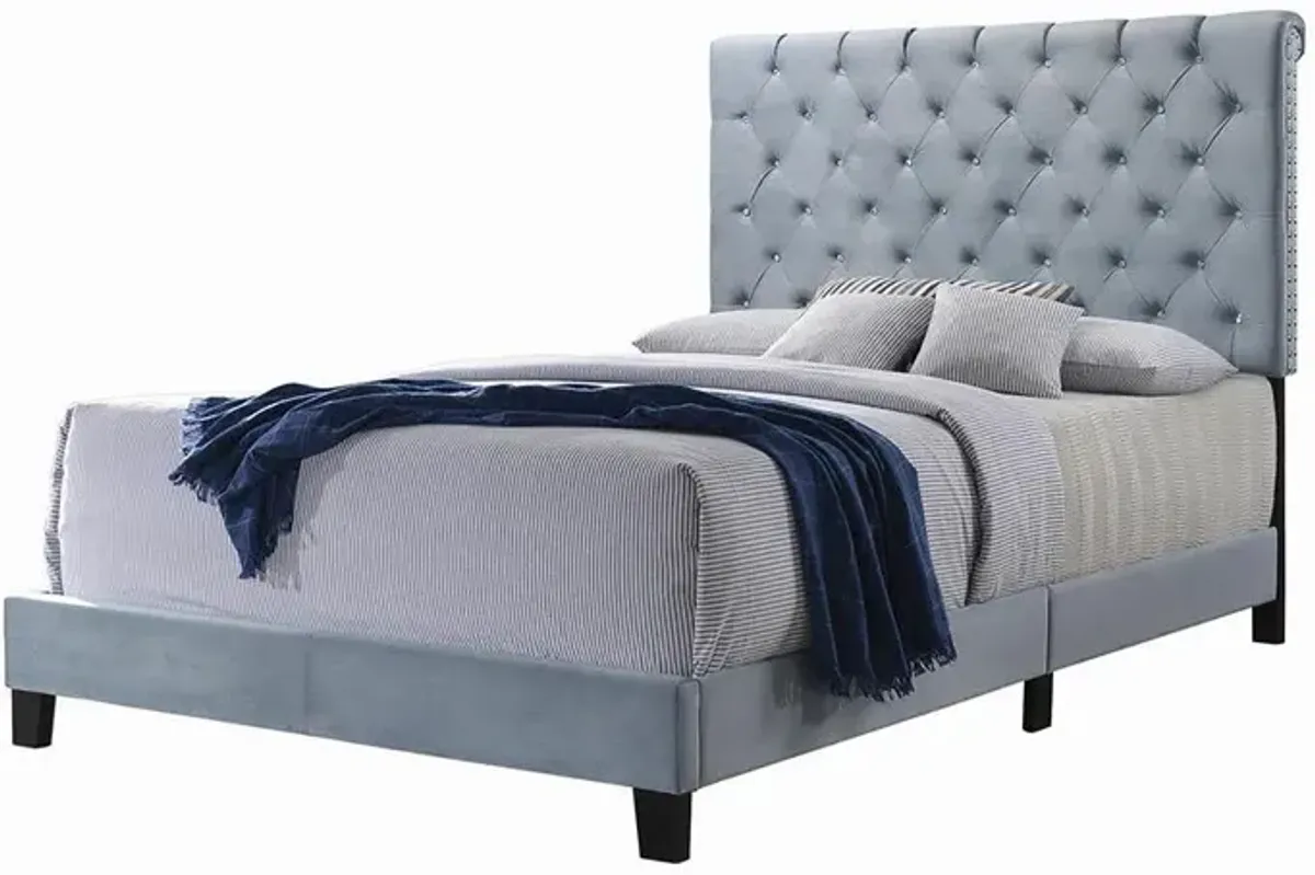 Coaster Warner Upholstered King Panel Bed Slate Blue