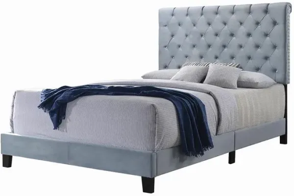 Coaster Warner Upholstered King Panel Bed Slate Blue