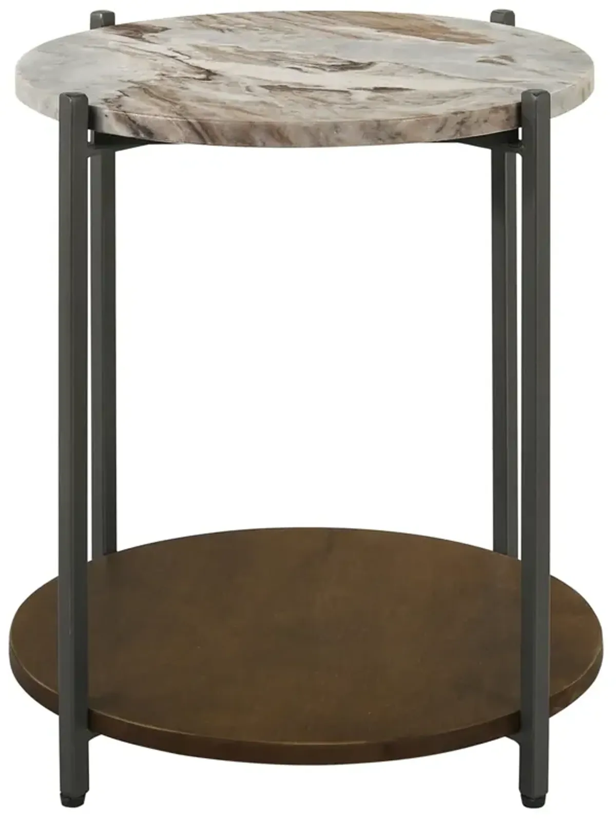 Coaster Noemie Round Marble Top Accent Side Table White & Gunmetal