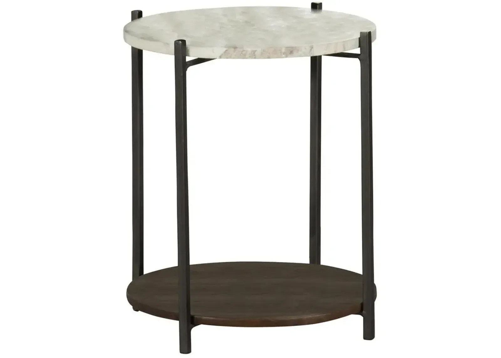 Coaster Noemie Round Marble Top Accent Side Table White & Gunmetal