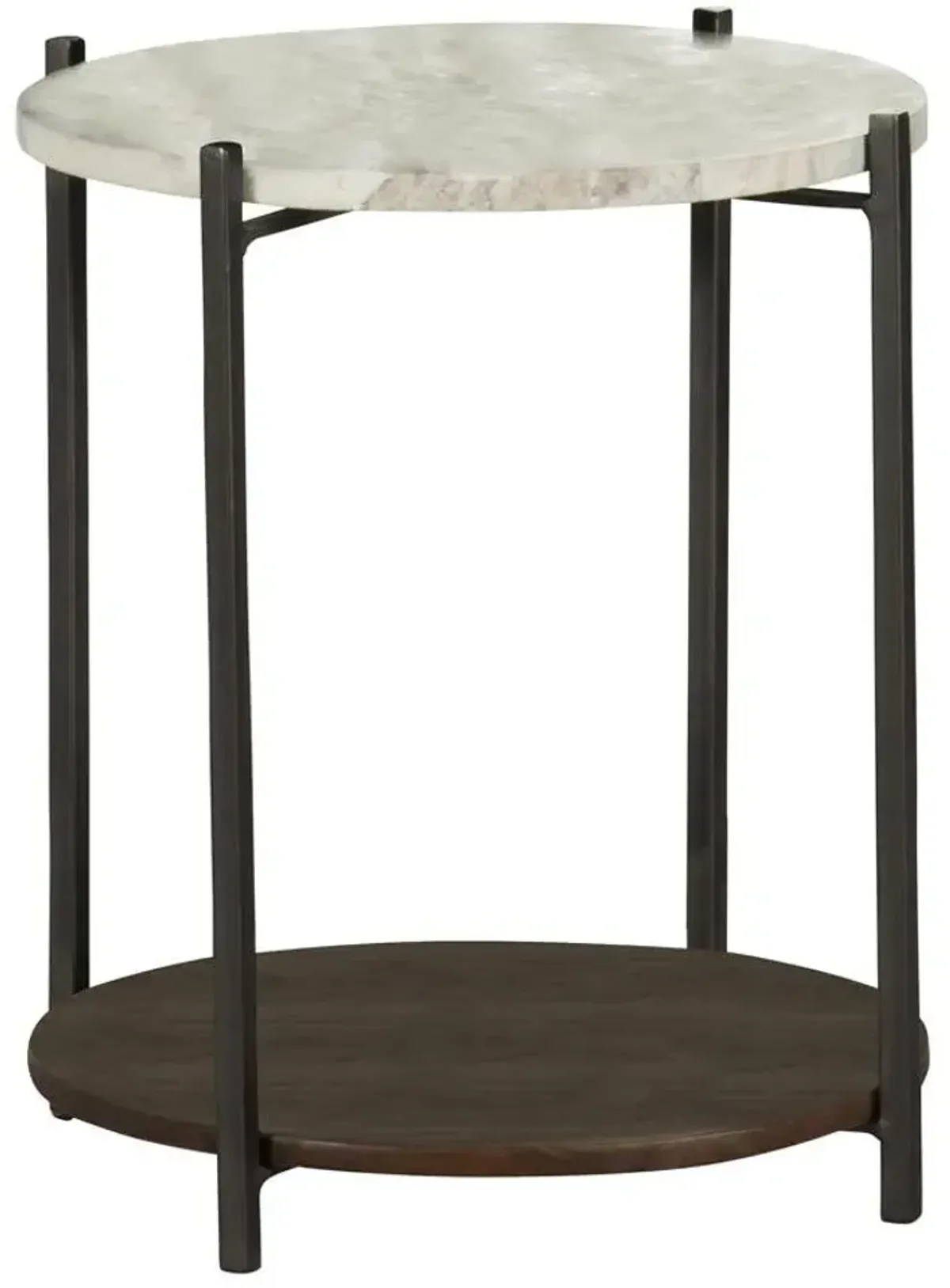 Coaster Noemie Round Marble Top Accent Side Table White & Gunmetal