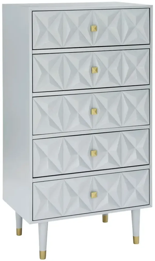 Linon Geo Texture Grey 5-Drawer Chest
