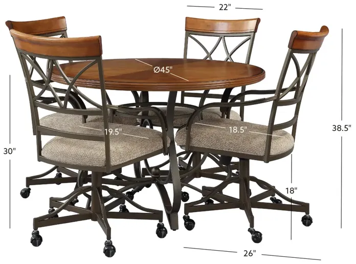 HAMILTON 5-PC SWIVEL DINING SET