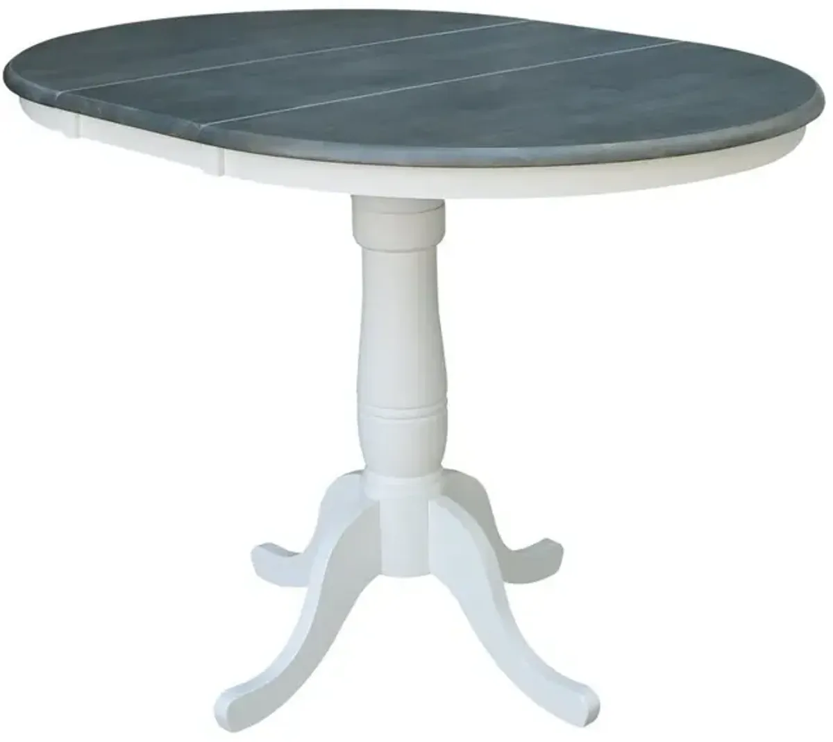 John Thomas Dining Essentials 36 Inch Extension Table with 36 Inch Traditional Pedestal Base in Heather Gray & White