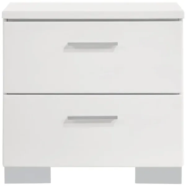 Coaster Felicity 2-Drawer Nightstand White High Gloss