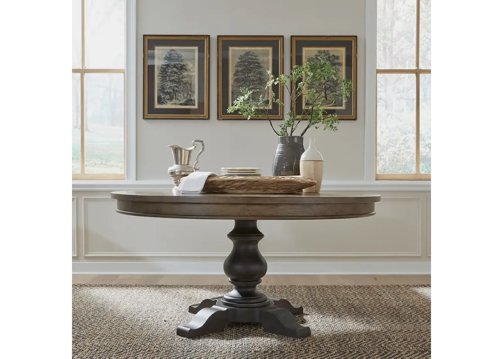 Liberty Furniture Americana Farmhouse Black/Dusty Taupe Pedestal Dining Table