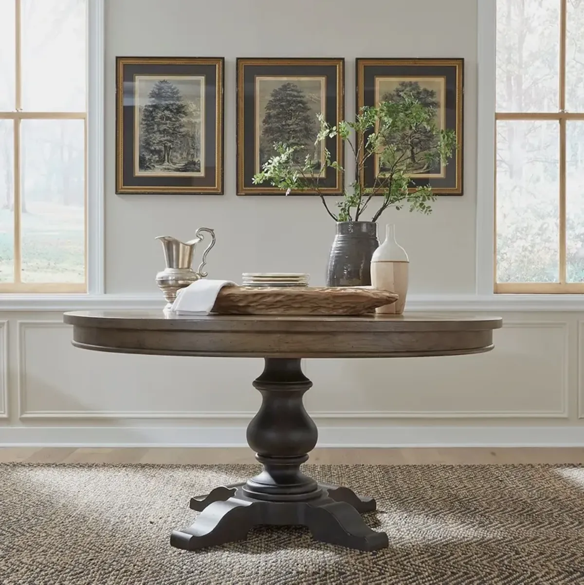 Liberty Furniture Americana Farmhouse Black/Dusty Taupe Pedestal Dining Table