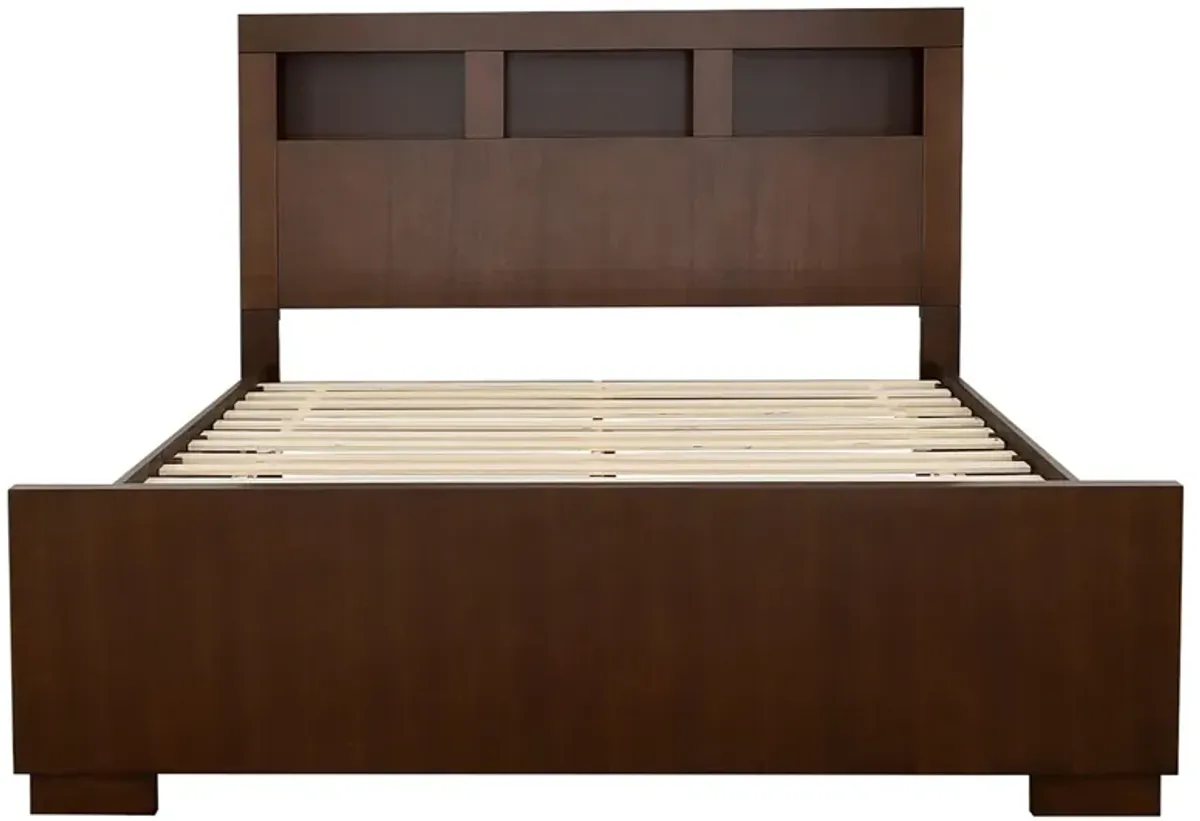 Coaster Jessica Wood Queen Led Storage Bookcase Bed Cappuccino