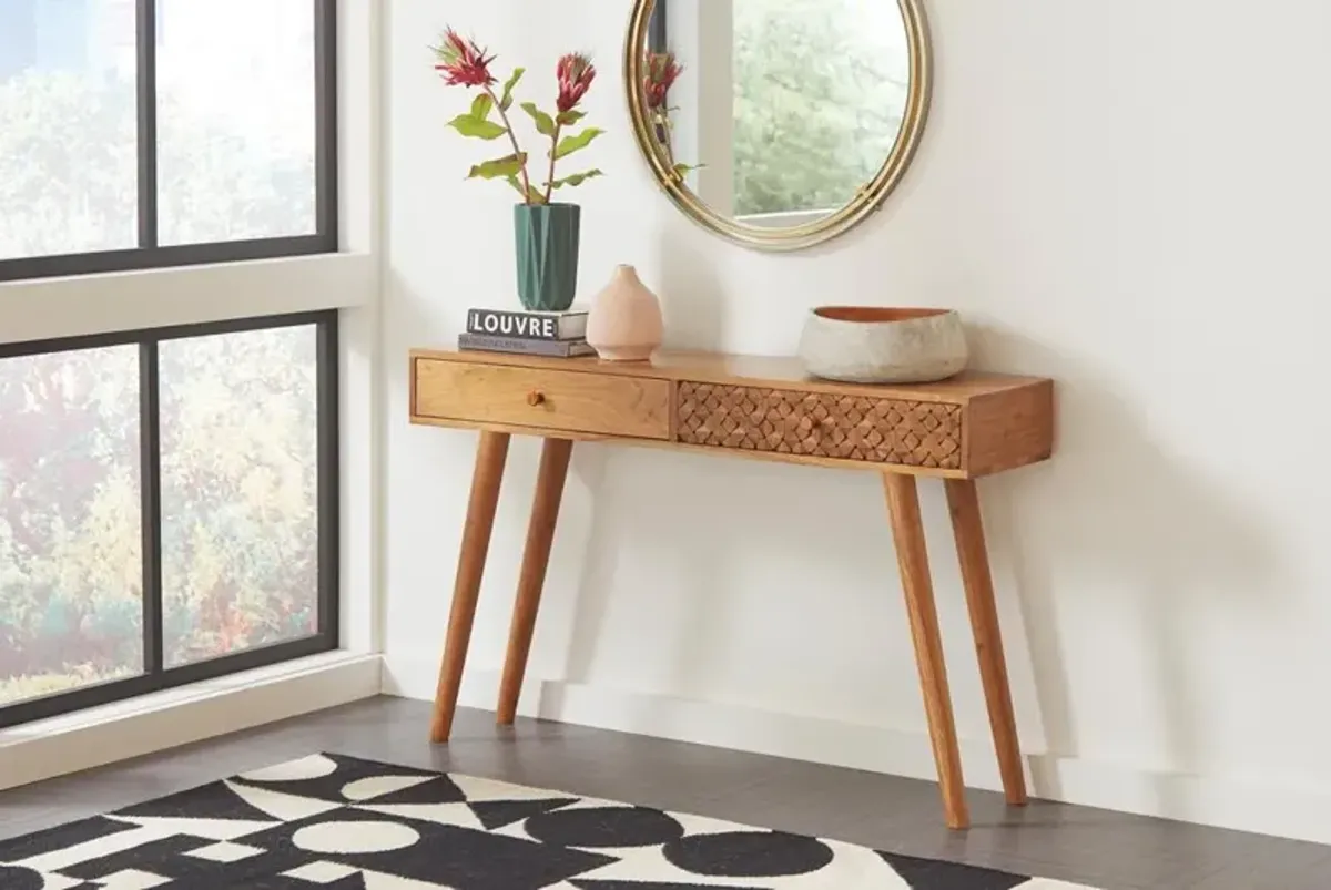 Coaster Lotus 2-Drawer Wood Entryway Console Table Natural Brown