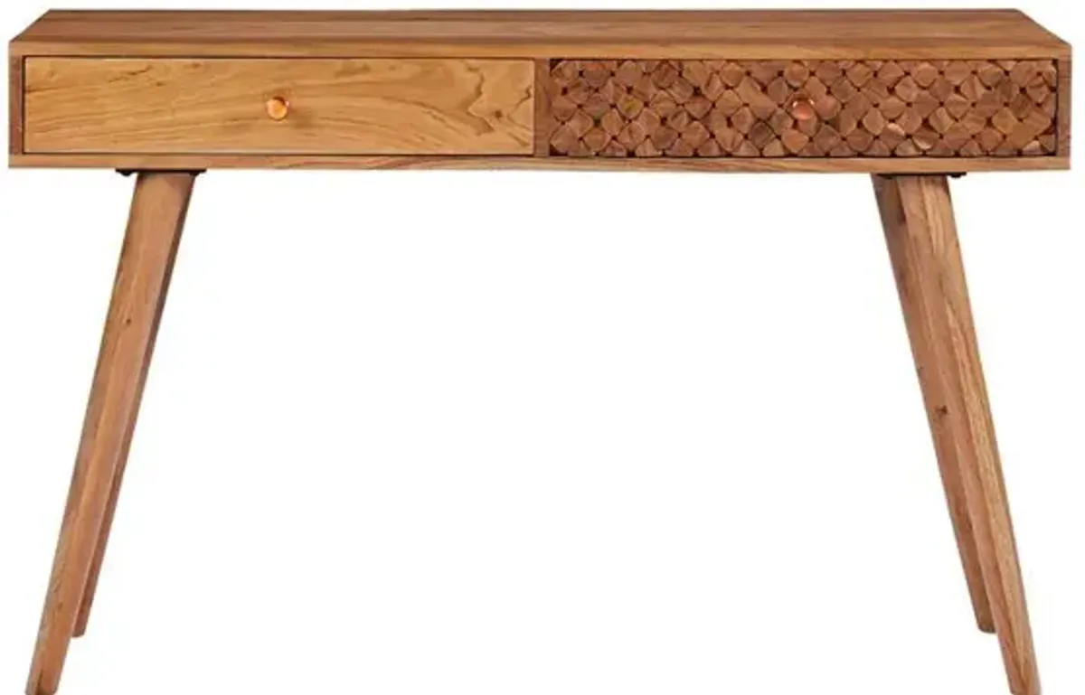 Coaster Lotus 2-Drawer Wood Entryway Console Table Natural Brown