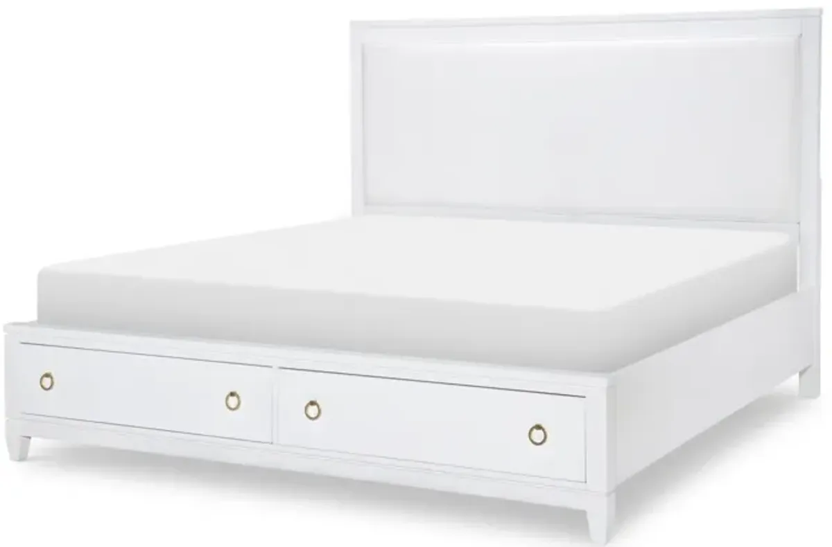 Legacy Classic Complete Upholstered Bed with Storage King White Finish Summerland White