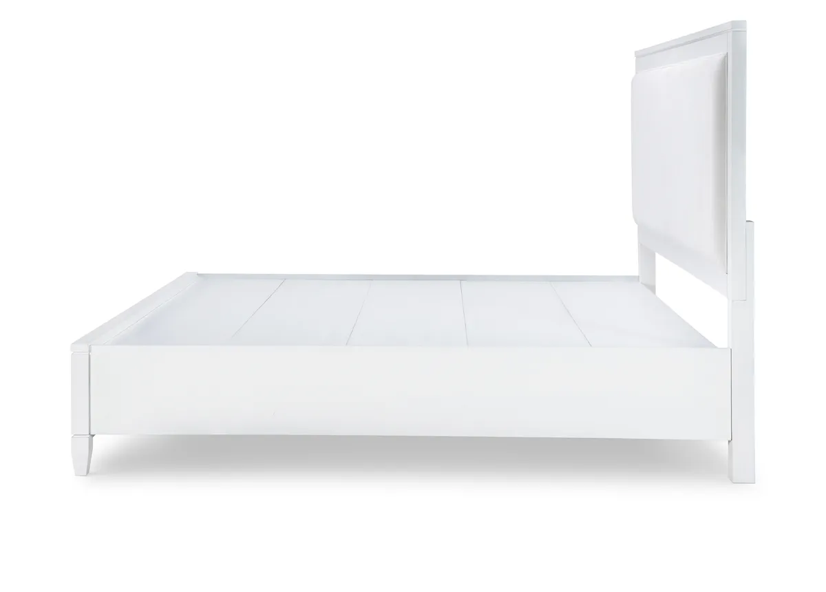 COMPLETE UPHOLSTERED BED WITH STORAGE KING WHITE FINISH - SUMMERLAND WHITE