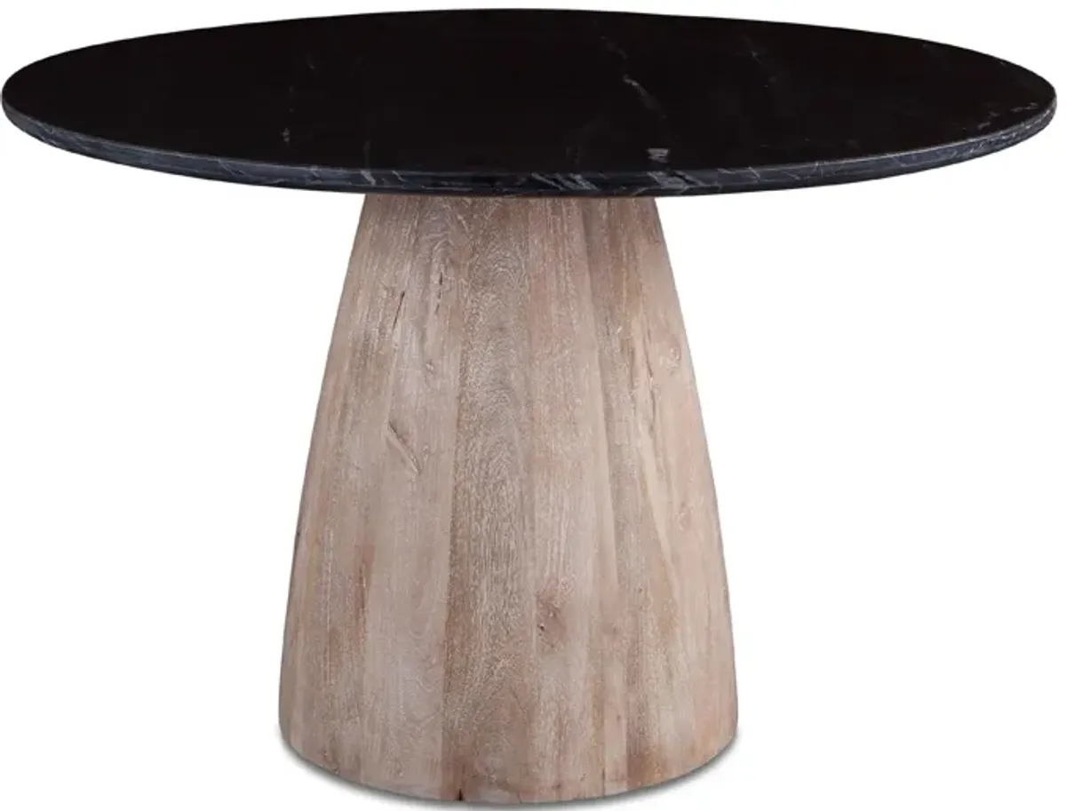 Home Trends Design Palm Springs Natural Black Marble Dining Table with Modern Washed Wood Base