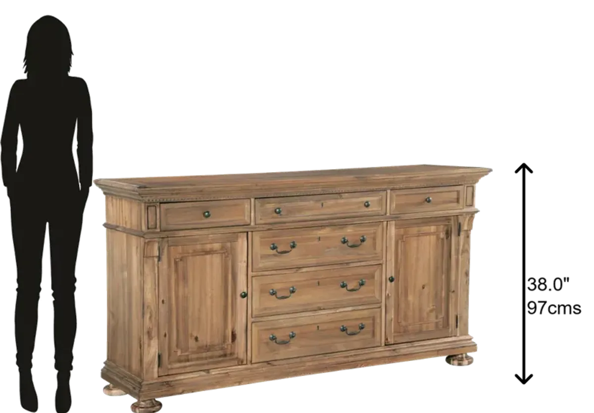 Hekman Dining 6-Drawer Buffet Natural Wellington Hall