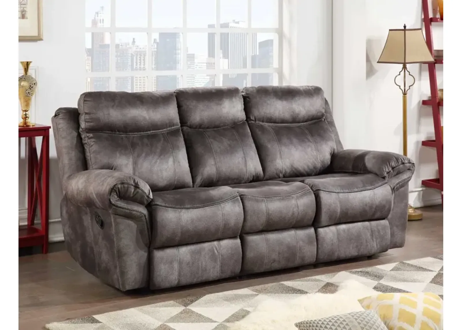 Steve Silver Nashville Manual Reclining Sofa with Drop-Down Console Grey