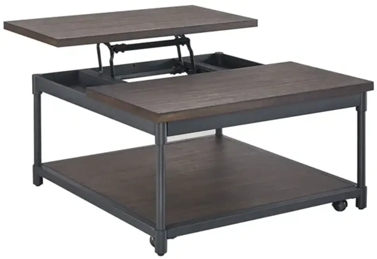 PRESCOTT SMOKY OAK LIFT TOP COCKTAIL TABLE