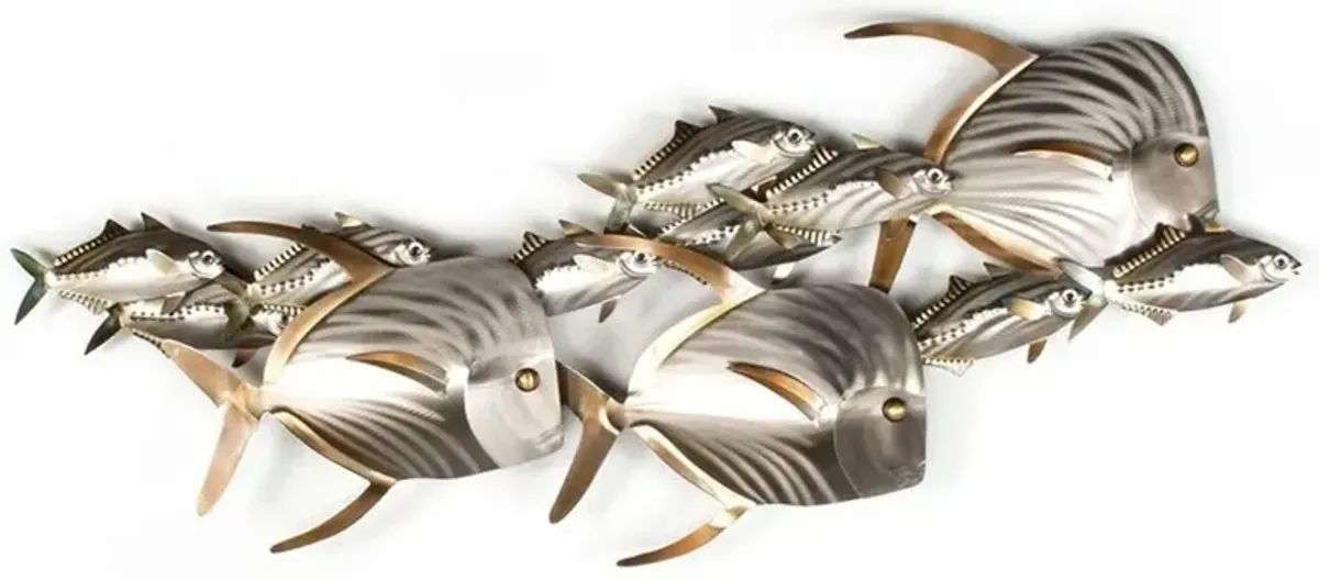 LOOKDOWN & SARDINE SCHOOL OF FISH METAL WALL ART