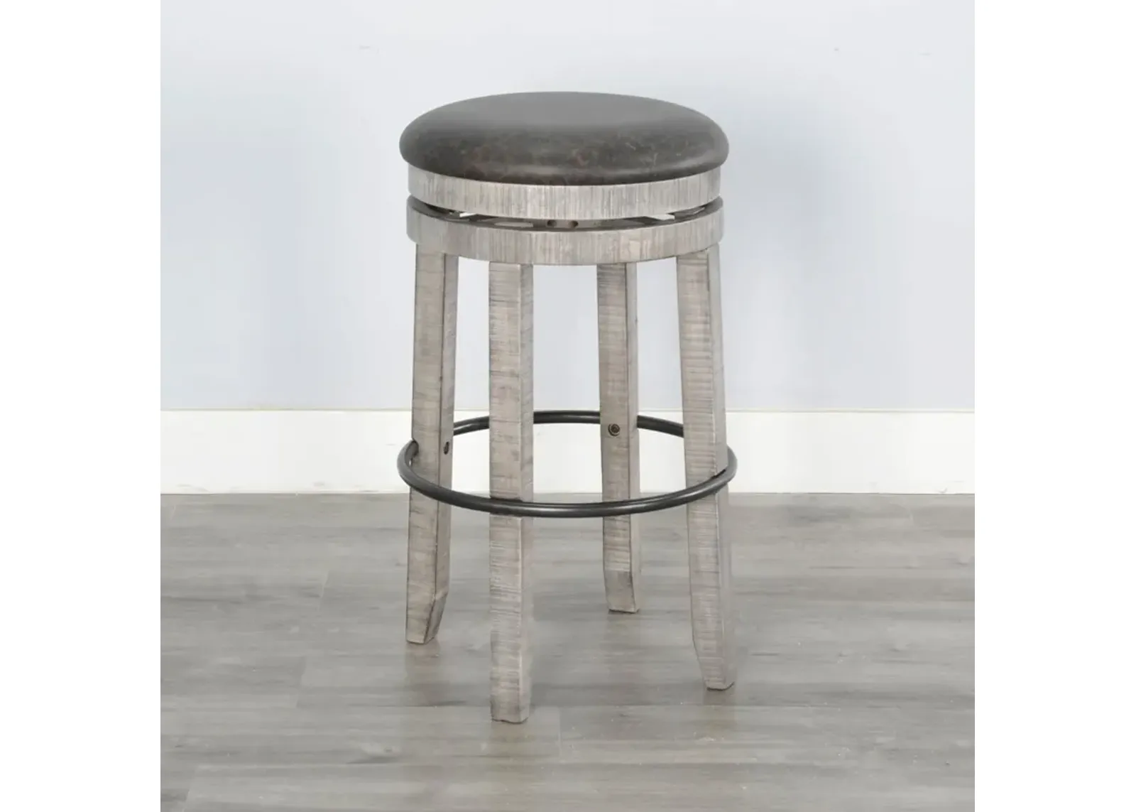 ALPINE GREY 30 INCH SWIVEL STOOL WITH CUSHIONED SEAT