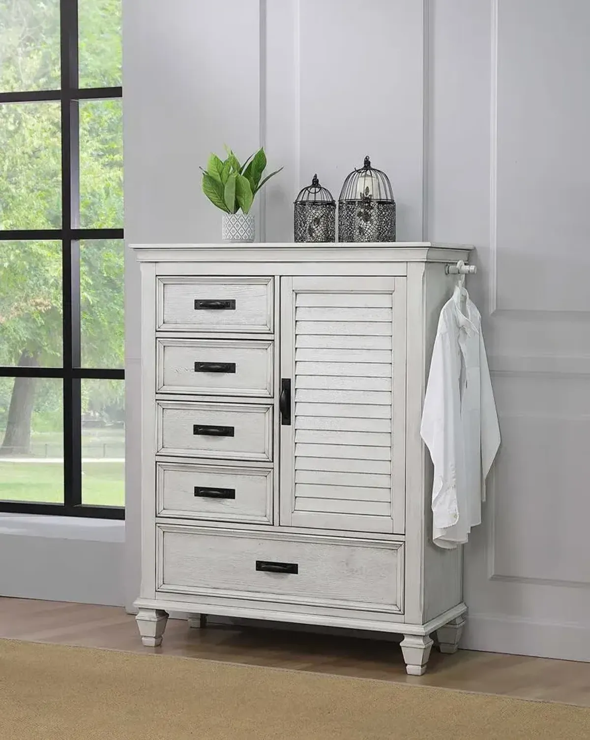 Coaster Franco 5-Drawer Door Chest Distressed White