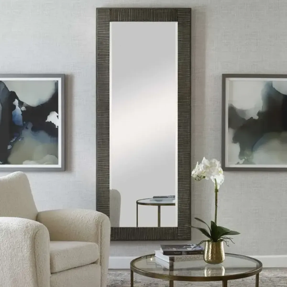 Uttermost Figaro Aged Gray Floor Mirror