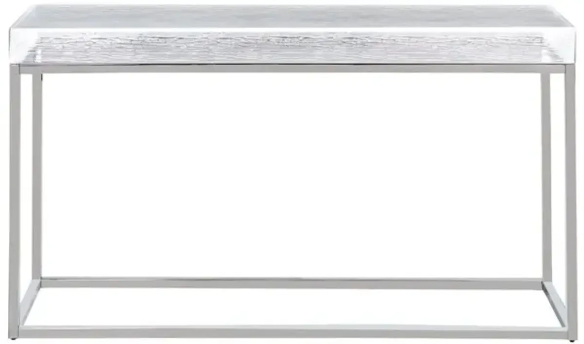 VALERIE CONTEMPORARY SOFA TABLE WITH ACRYLIC TOP & STAINLESS STEEL FRAME