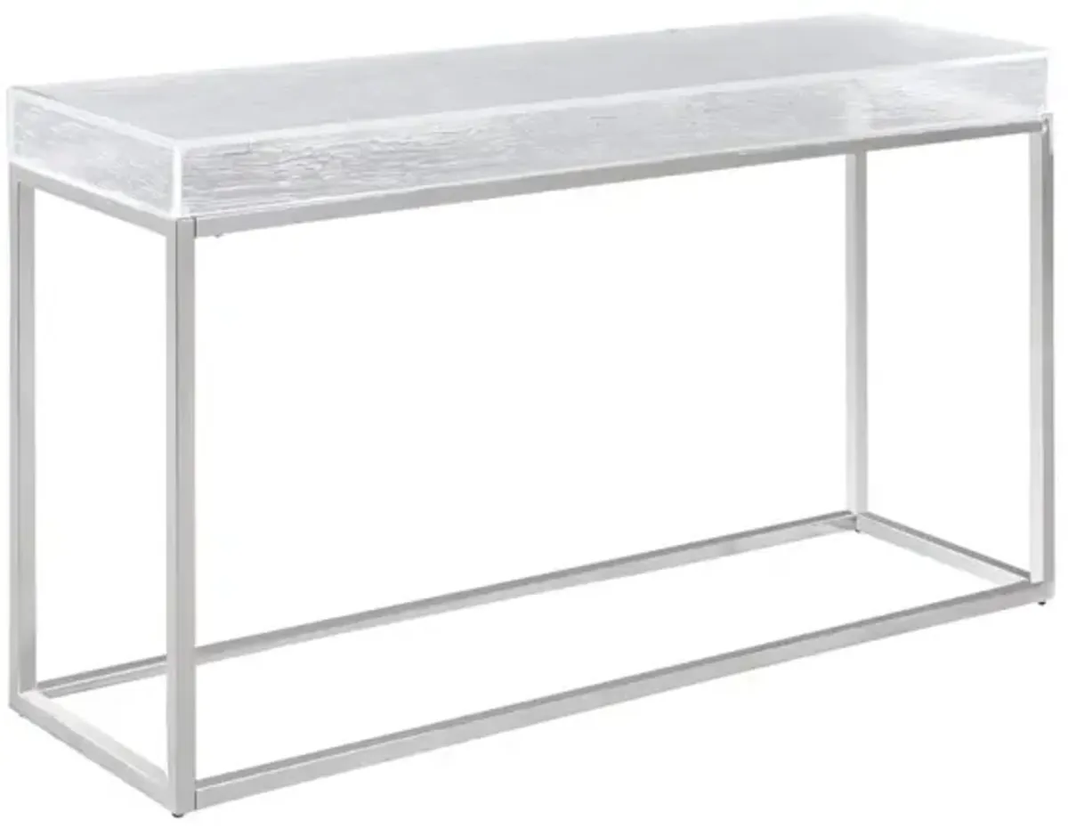 Chintaly Valerie Contemporary Sofa Table with Acrylic Top & Stainless Steel Frame