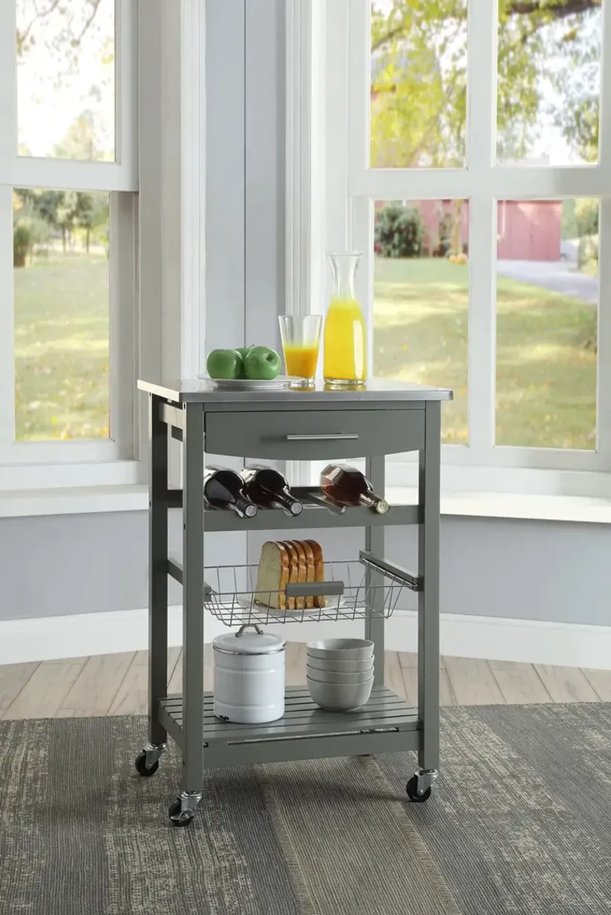 Linon Clarke Gray Kitchen Cart