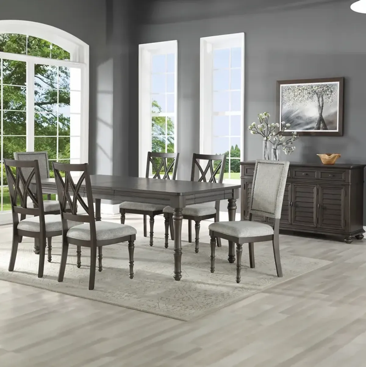 Steve Silver Linnett 7-Pieces Table With 4 Side Chairs & 2 Upholstered Side Chairs Set