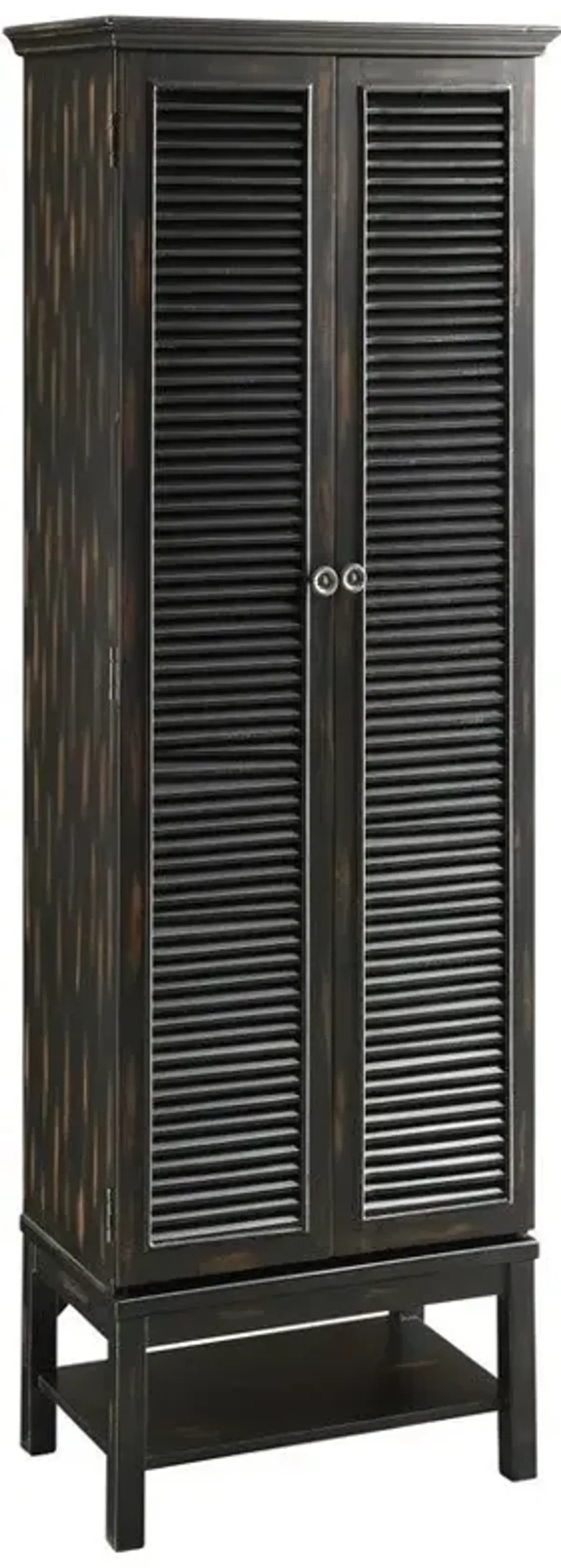 Crestview Wilmington Louvered Black Tall Door Cabinet