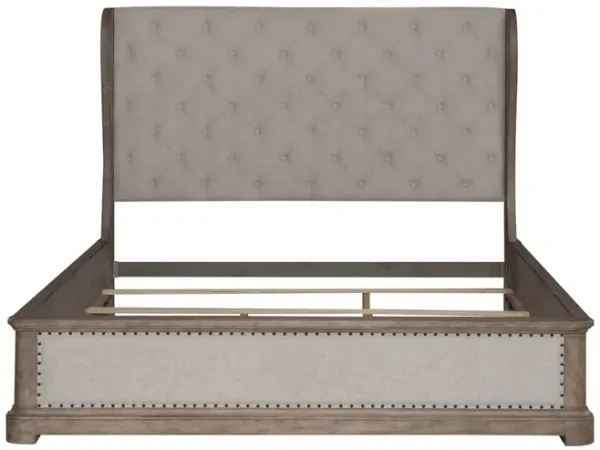 Liberty Furniture Town & Country Cream/Dusty Taupe King Upholstered Panel Bed