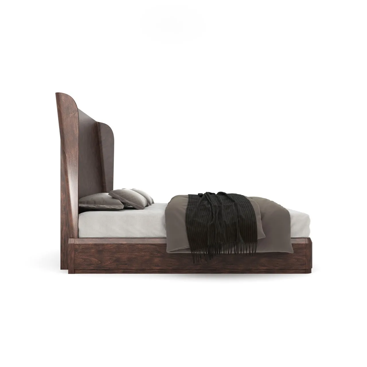 CONTINENTAL KING BED IN BRUNETTE (DARK BROWN WOOD FINISH)