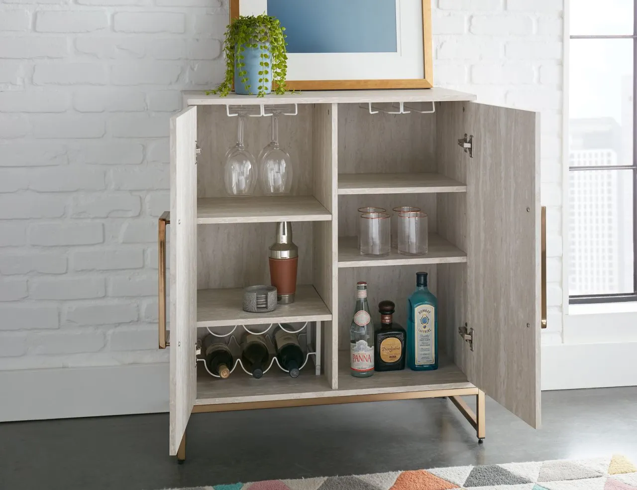 LARKIN FAUX-MARBLE WINE CABINET