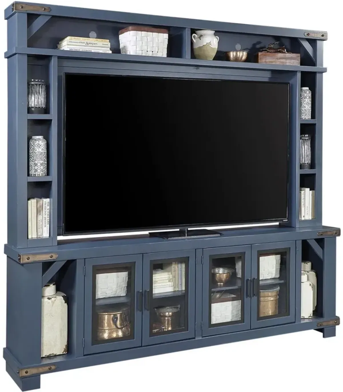 Aspenhome Sawyer Malta Blue 98 Inch TV Stand Hutch