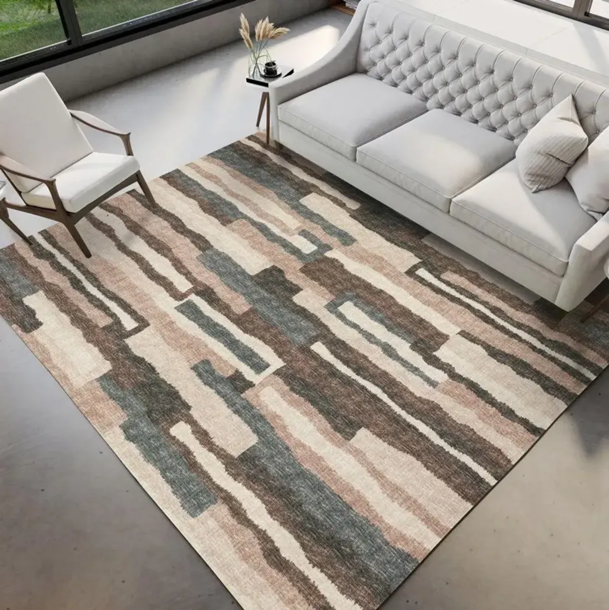 Dalyn Abstract Striped Brisbane 5'X8' Area Rug in Earthy Tones