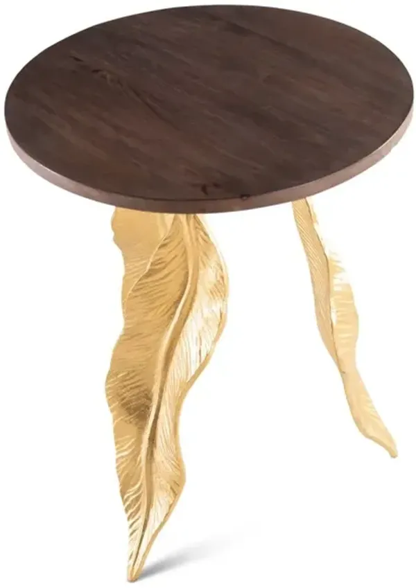 Steve Silver Verna Luscious Walnut Gold Leaf Accent Table
