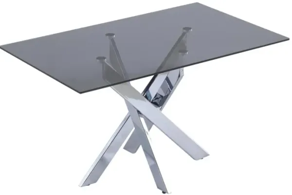 Chintaly Genevieve Modern Rectangular Glass Top Dining Table