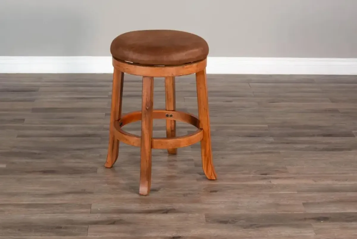 Sunny Designs Sedona Rustic Oak 24 Inch Swivel Counter-Height Stool with Cushioned Seat