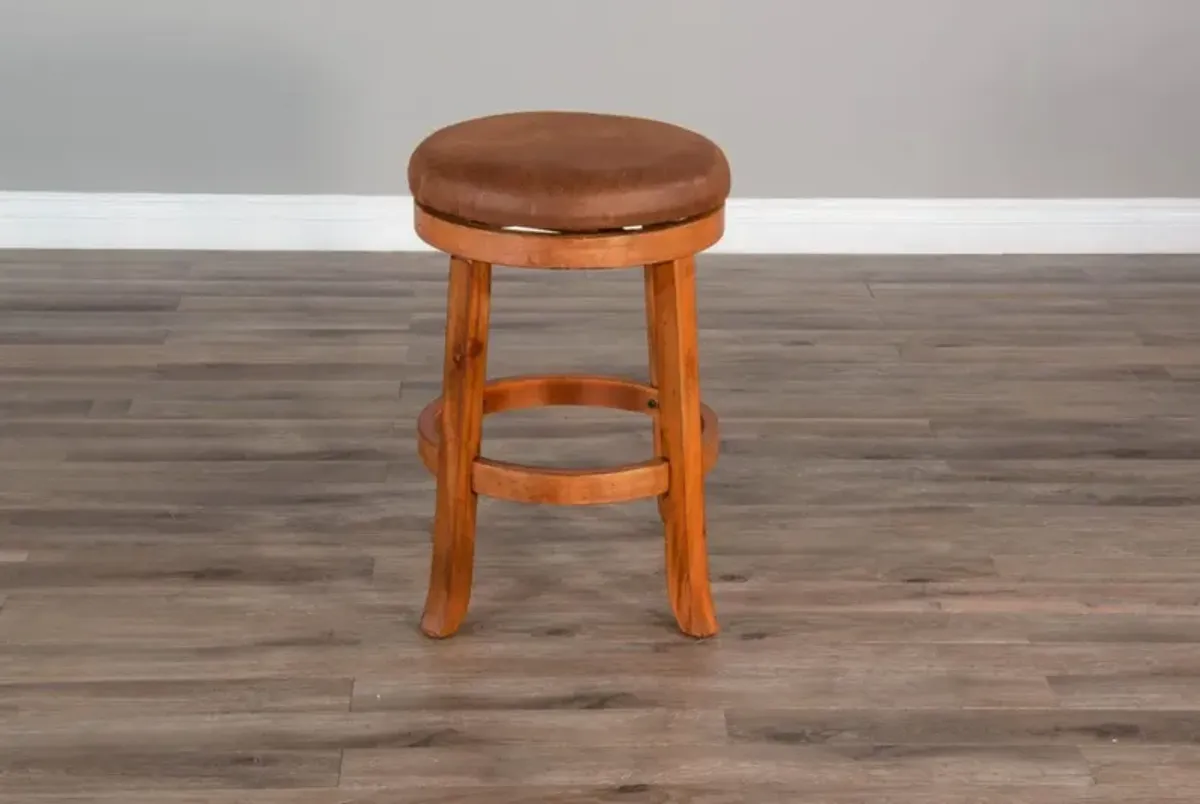 Sunny Designs Sedona Rustic Oak 24 Inch Swivel Counter-Height Stool with Cushioned Seat