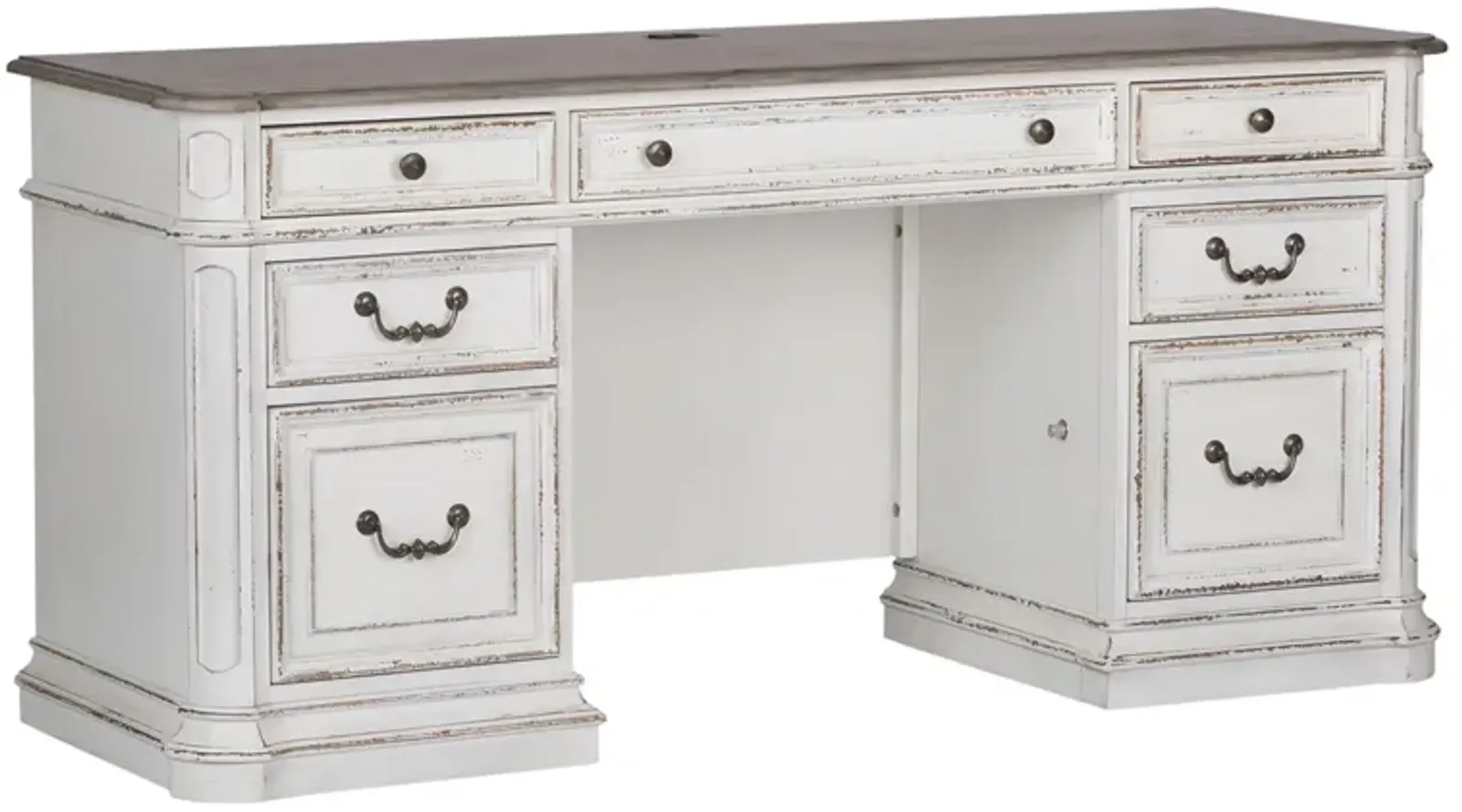 Liberty Furniture Magnolia Manor Antique White/Weathered Bark Credenza