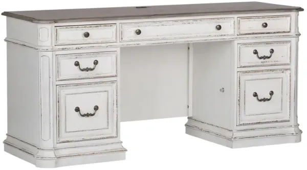 Liberty Furniture Magnolia Manor Antique White/Weathered Bark Credenza