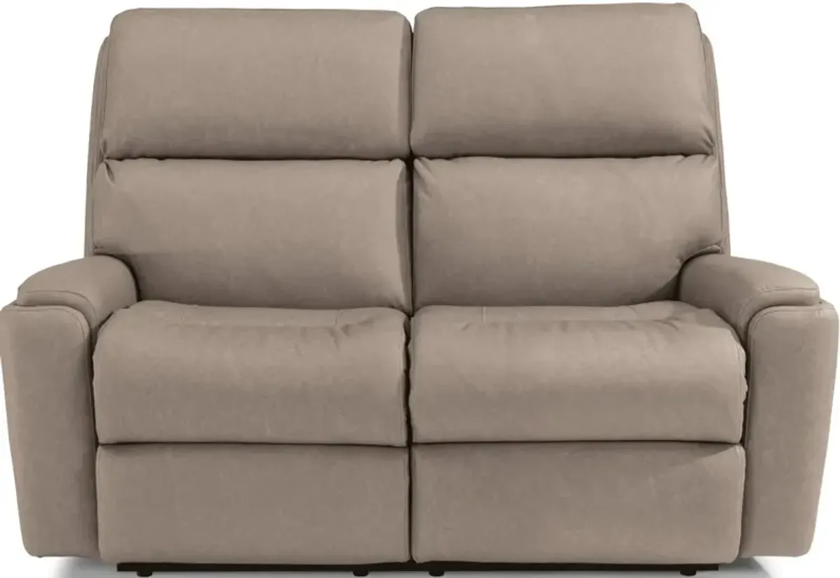 Flexsteel Rio Gray Flint Power Reclining Loveseat with Power Headrests