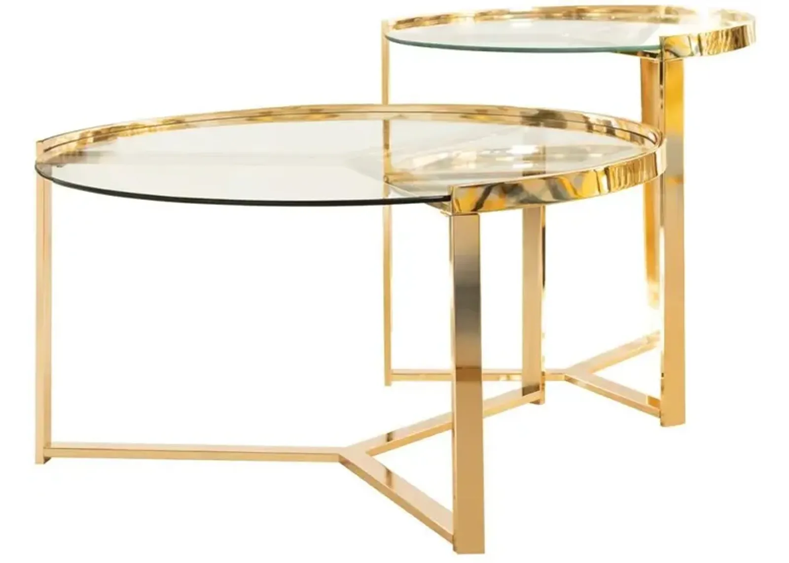 Coaster Delia 2-Piece Round Glass Top Nesting Coffee Table Gold