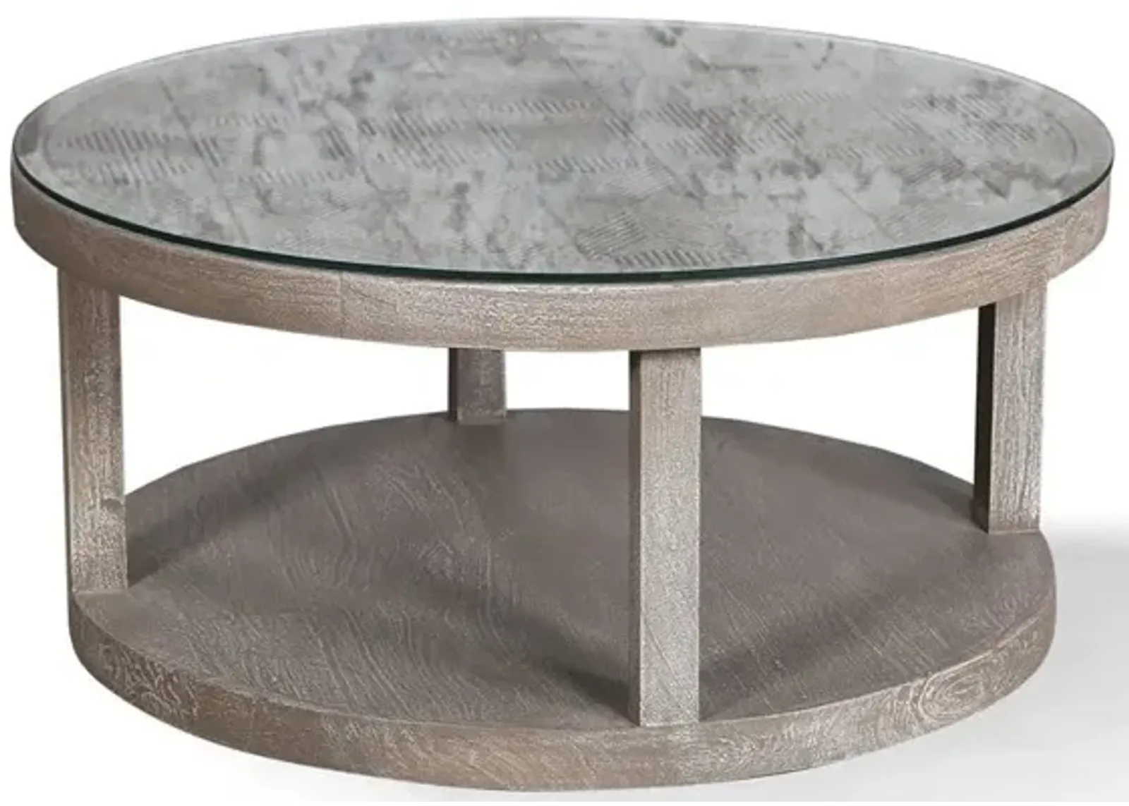 CROSSINGS SERENGETI ROUND COCKTAIL TABLE WITH GLASS TOP